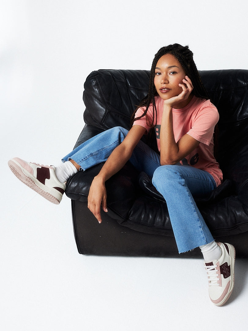 Baskets vintage streetwear Bordeaux rose et crème